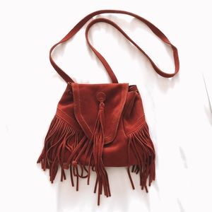 UO Convertible Fringe Suede Bag
